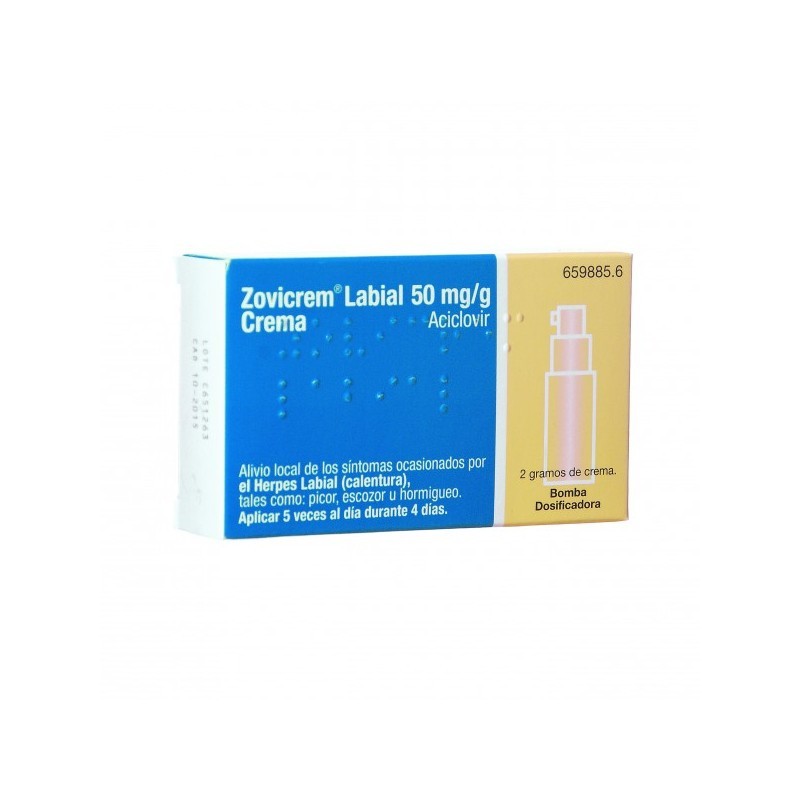 ZOVICREM LABIAL 50 MGG CREMA 2 G BOMBA DOSIFICA