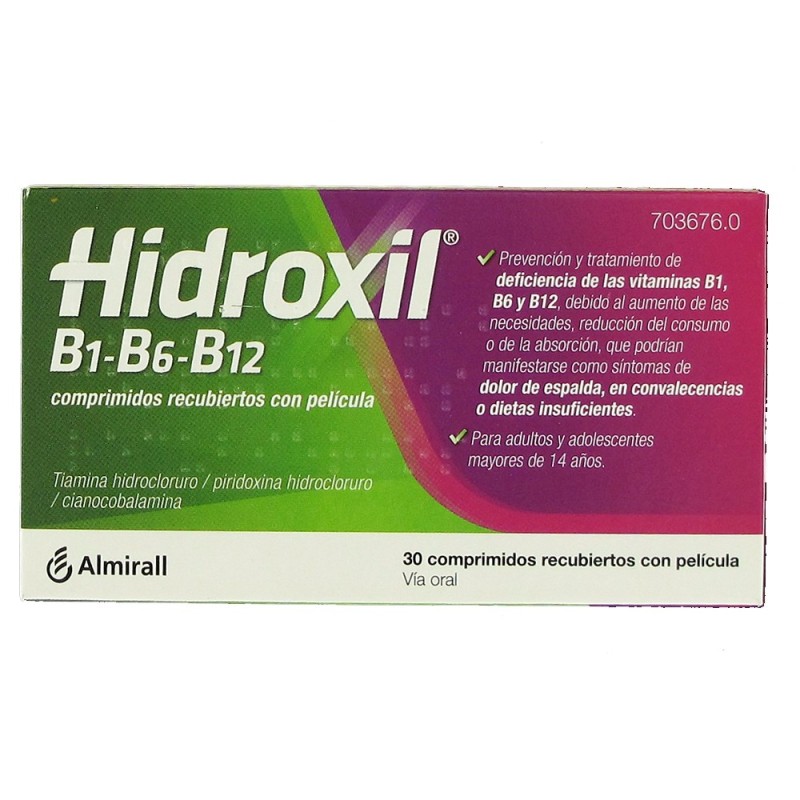 HIDROXIL B1 B6 B12 30 COMPRIMIDOS RECUBIERTOS