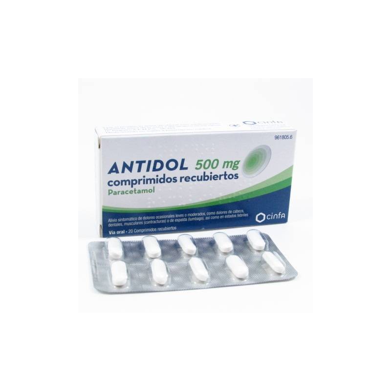 ANTIDOL 500 MG 20 COMPRIMIDOS RECUBIERTOS