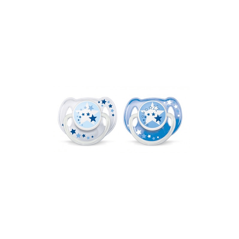 AVENT CHUPETE SILICONA AZUL NOCTURNOS 6  18M