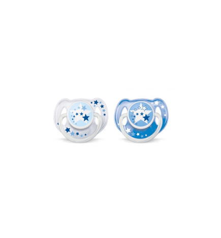 AVENT CHUPETE SILICONA AZUL NOCTURNOS 6  18M