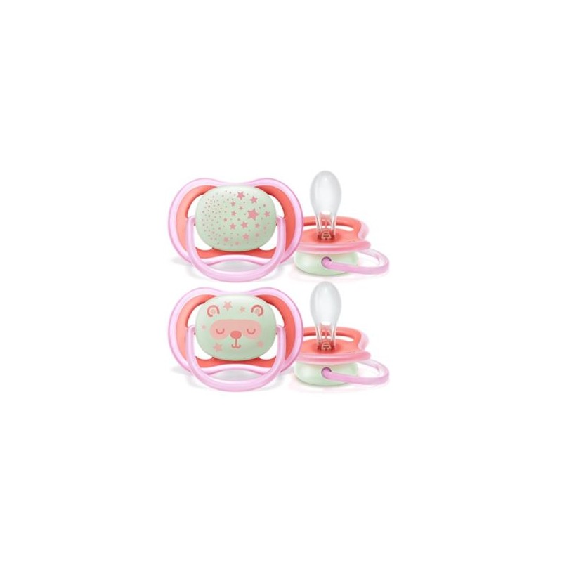 AVENT CHUPETE SILICONA  ROSA NOCTURNO 6  18 M